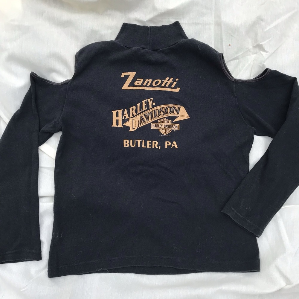 Vintage Harley Davidson black low turtle neck Tshirt long sleeved - Picture 5 of 13